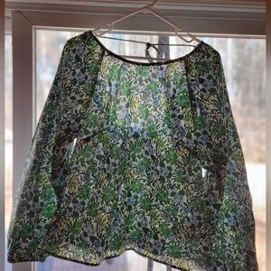 NWT J.Crew Green Floral Tie-back Top